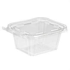 7.5″ Round Hinged Container 26 oz Deep Clear Base With Clear  Anti-Fog Tear-Away Lid