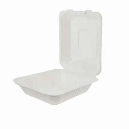 BAGASSE HINGED CONTAINER 9X9X3 2X100PCS