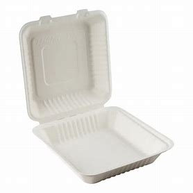 BAGASSE HINGED CONTAINER 8X8X3 2X100PCS