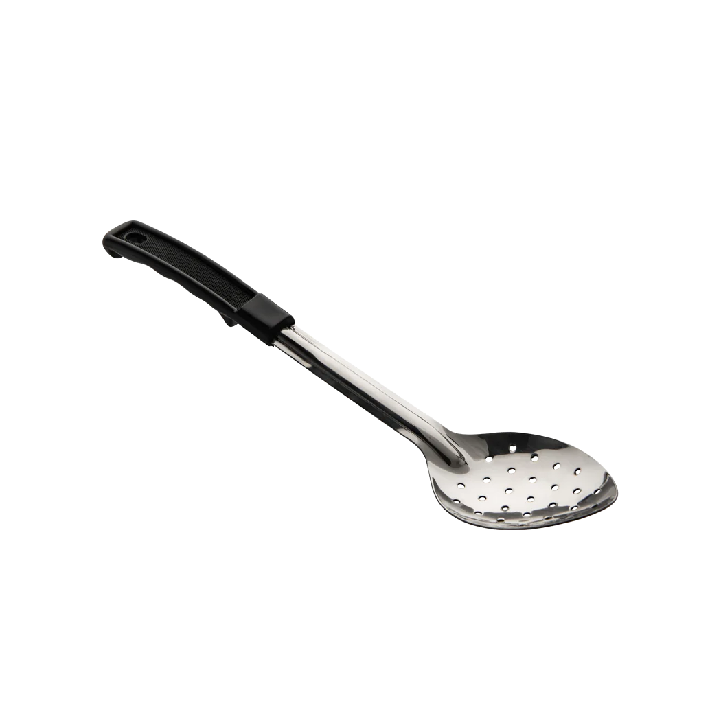 SPOON PERFORATED 13" WITH PLASTIC HANDLE
