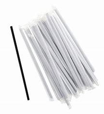 STRAW PAPER 6" JUMBO COCKTAIL BLACK WRAPPED