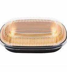 ENTR�E CONTAINER WITH LID 52OZ BLACK/GOLD  50SETS