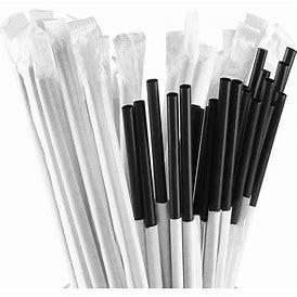 STRAW PAPER GIANT 8" BLACK WRAPPED 8 X 250PCS