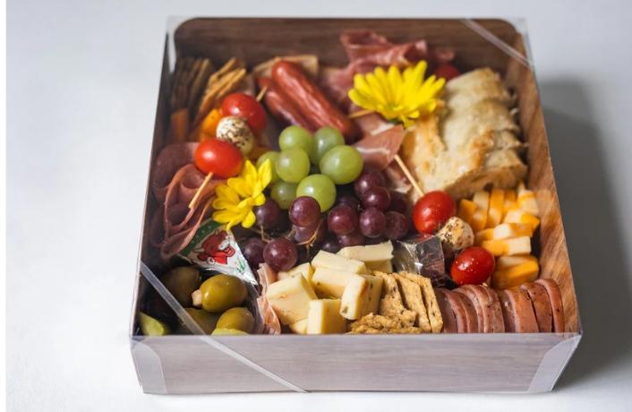 WOOD MEAT/CHEESE BOX - 10X10X2.5 75PCS