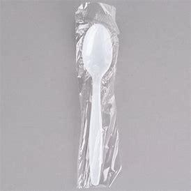 PLASTIC TEASPOONS - HEAVY DUTY - WHITE - WRAPPED - 500PCS