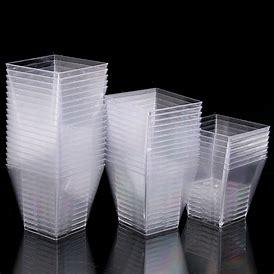 CLEAR TALL SQUARE MOUSSE CUPS 24 X 8PCS