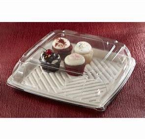 TRAY PULP 12IN SQUARE WITH LID 45PCS