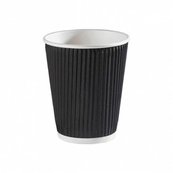 COFFEE CUP DOUBLE WALL BLACK RIPPLE 8OZ 500PCS