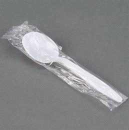 PLASTIC SOUP SPOONS - HEAVY DUTY - WHITE - WRAPPED - 500PCS
