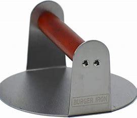 Smash Burger Press, 1.67 lb, round, one piece, red silicone handle sleeve, heat resistant to 450�F (230�C), stainless steel, NSF