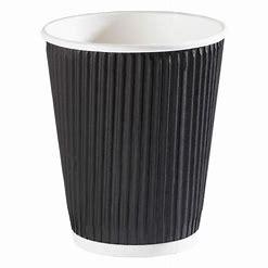 COFFEE CUP DOUBLE WALL BLACK RIPPLE 10OZ 500PCS