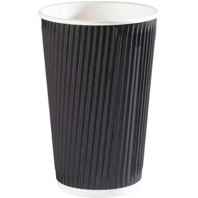 COFFEE CUP DOUBLE WALL BLACK RIPPLE 16OZ 500PCS