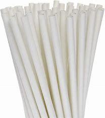STRAWS 8" WHITE WRAPPED BIODEGRADEABLE 6X400