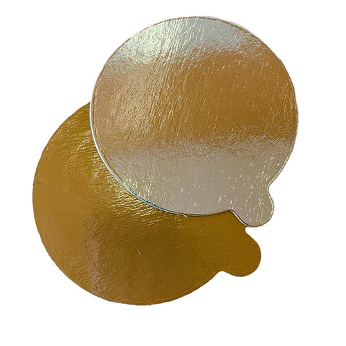 SINGLE SERVE ROUND WITH TAB 4" SILVER/GOLD - 500 PCS