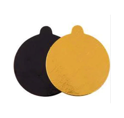 SINGLE SERVE ROUND WITH TAB 4" BLACK/GOLD - 500 PCS