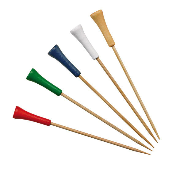 SKEWER BAMBOO GOLF TEE ASSORTED COLOURS - 100 PCS