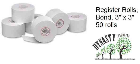 Register Roll - Bond Paper - 3 x 3 - 50 Rolls