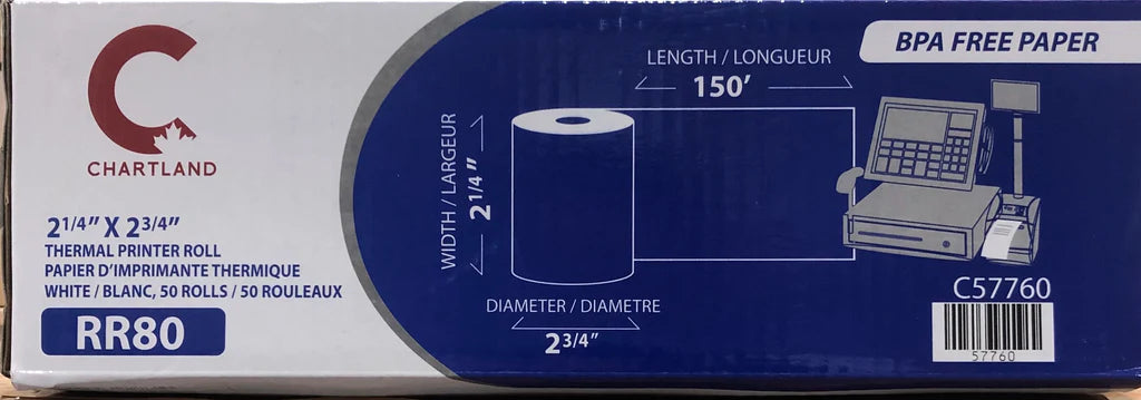 THERMAL ROLLS 2-1/4 X 2-3/4 50 ROLLS