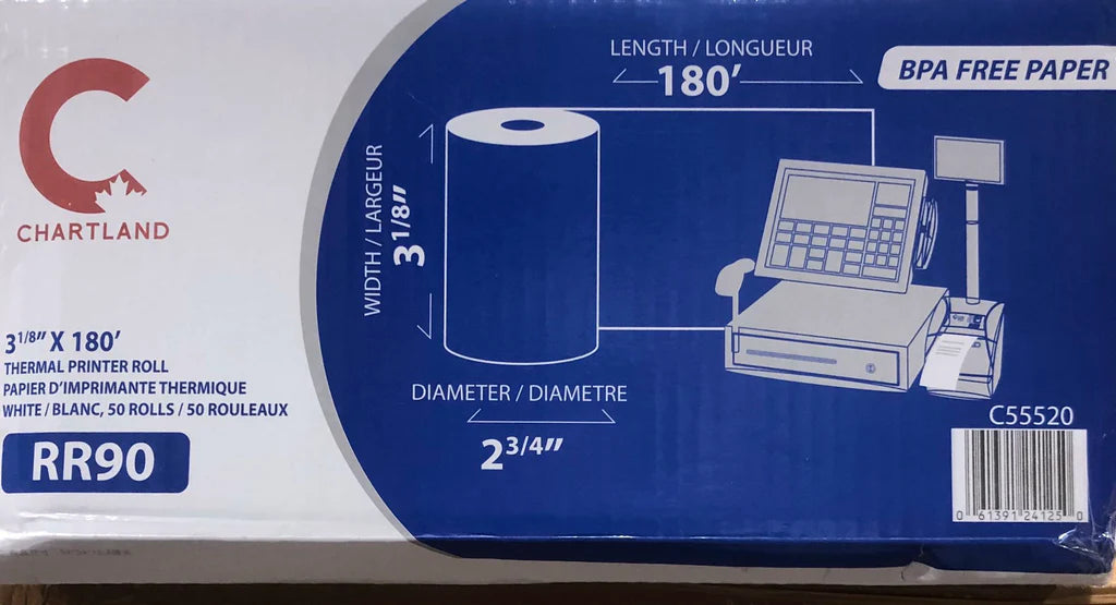 THERMAL ROLLS 3-1/8 X 180' 50 ROLLS